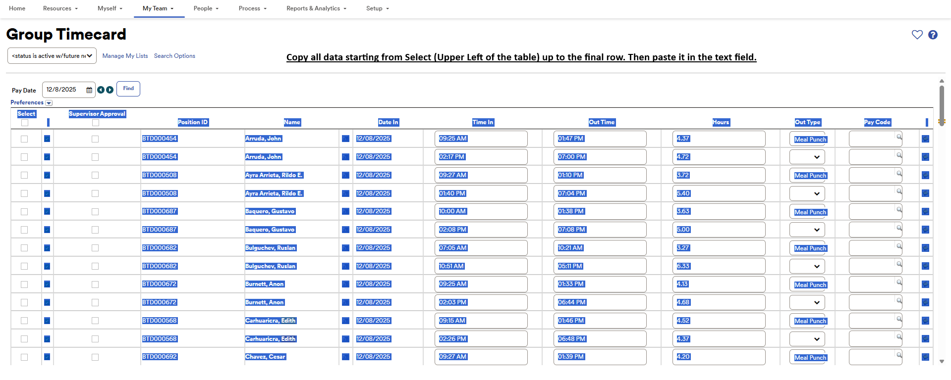 ADP Timecard Example